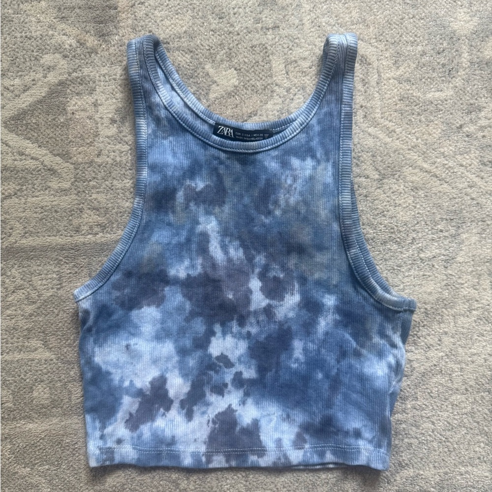 Zara Blue Custom Tie-Dyed Women's Crop Top